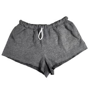 Colsie Dark Gray Fleece Raw Hem Drawstring Hot Girl Booty Sweat Shorts Small